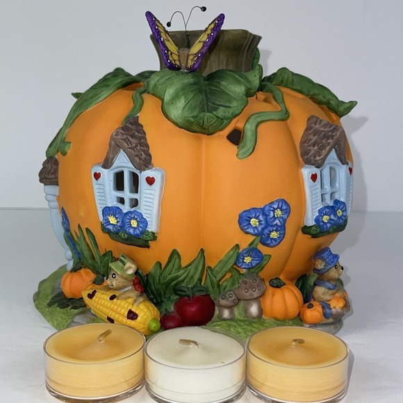 PartyLite Harvest Pumpkin Tea Light House Box P7316 Halloween Decor with candles - Picture 4 of 16
